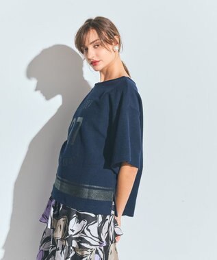 GRACE CONTINENTAL ナンバープリントループ裏毛トップ ネイビー