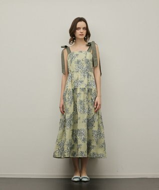 GRACE CONTINENTAL シアージャガードティアードワンピース イエロー