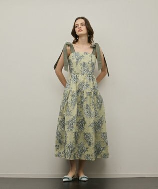 GRACE CONTINENTAL シアージャガードティアードワンピース イエロー