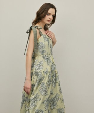 GRACE CONTINENTAL シアージャガードティアードワンピース イエロー