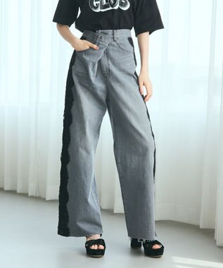 GRACE CONTINENTAL サイドレースデニムパンツ ブラック