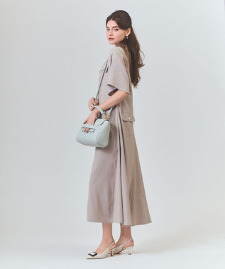 GRACE CONTINENTAL フラップショルダーバッグ ライトグレー