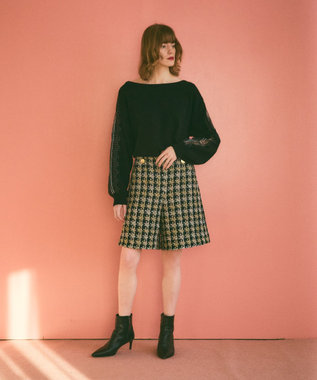 GRACE CONTINENTAL レーススリーブトップ ブラック