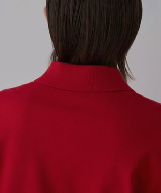 GRACE CONTINENTAL バイカラーロゴニットカーディガン レッド