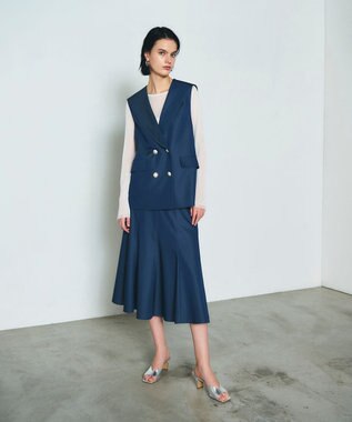 GRACE CONTINENTAL セーラーカラーサテンベスト ネイビー