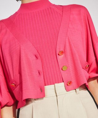 GRACE CONTINENTAL ショートルーズニットカーディガン ピンク