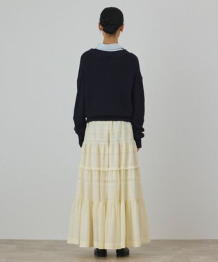 GRACE CONTINENTAL シャツカラーニットトップ ネイビー