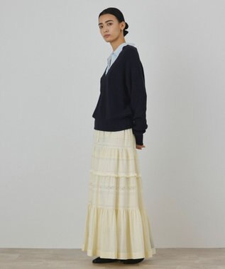 GRACE CONTINENTAL シャツカラーニットトップ ネイビー