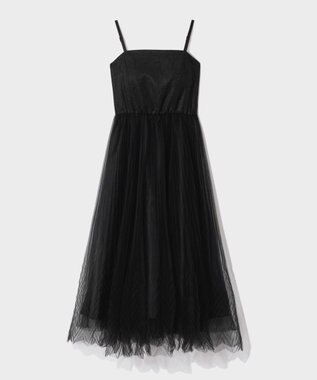 GRACE CONTINENTAL チュールプリーツコンビワンピース ブラック