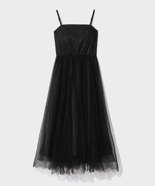 GRACE CONTINENTAL チュールプリーツコンビワンピース ブラック