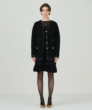 GRACE CONTINENTAL ツイードフレアニットスカート ブラック