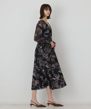 GRACE CONTINENTAL ペイズリーカシュクールワンピース ブラック