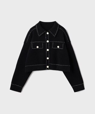 GRACE CONTINENTAL ステッチニットジャケット ブラック