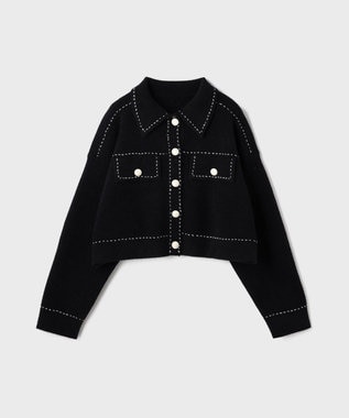 GRACE CONTINENTAL ステッチニットジャケット ブラック