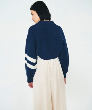 GRACE CONTINENTAL 畦ショートニットカーディガン ネイビー