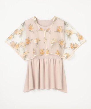 GRACE CONTINENTAL 刺繍ケープニットトップ ベージュ