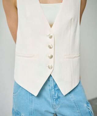 GRACE CONTINENTAL リネン混ツイルジレ キナリ