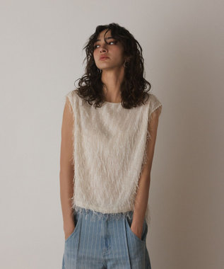 GRACE CONTINENTAL フリンジギャザートップ キナリ