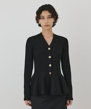 GRACE CONTINENTAL ペプラムリブニットカーディガン
