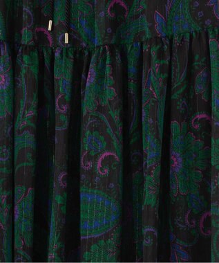 GRACE CONTINENTAL ラメストライププリントスカート ブラック