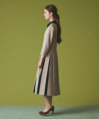 GRACE CONTINENTAL クレリックバイカラーワンピース ベージュ