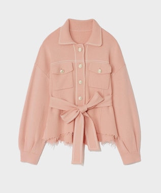 GRACE CONTINENTAL ニットワークジャケット ピンク