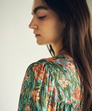 GRACE CONTINENTAL フラワープリントティアードミニワンピース オレンジ