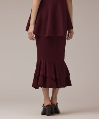 GRACE CONTINENTAL ティアードニットスカート ボルドー