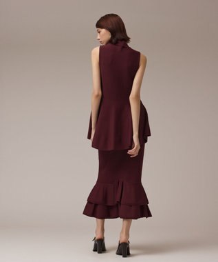 GRACE CONTINENTAL ティアードニットスカート ボルドー