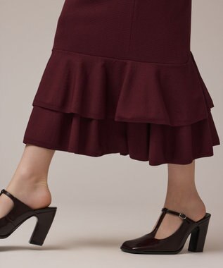GRACE CONTINENTAL ティアードニットスカート ボルドー