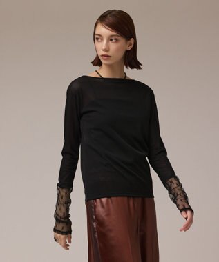 GRACE CONTINENTAL アセテートシアーカットトップ ブラック