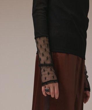 GRACE CONTINENTAL アセテートシアーカットトップ ブラック