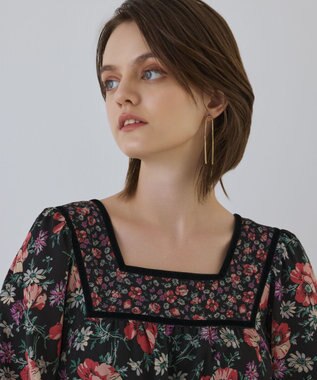 GRACE CONTINENTAL ボタニカルティアードワンピース ブラック