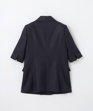 GRACE CONTINENTAL リネンタッチハーフスリーブジャケット ネイビー