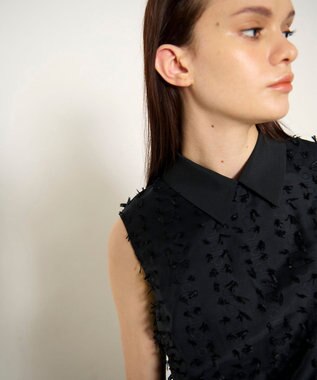 GRACE CONTINENTAL シアージャガード トップ ブラック