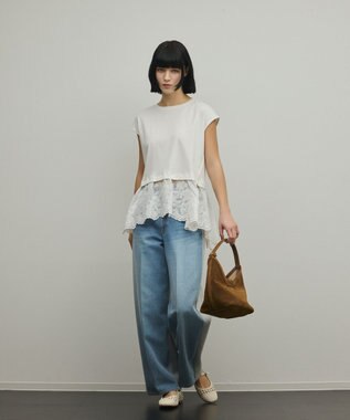 GRACE CONTINENTAL ヘムembカットトップ ホワイト