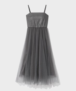 GRACE CONTINENTAL チュールプリーツコンビワンピース グレー