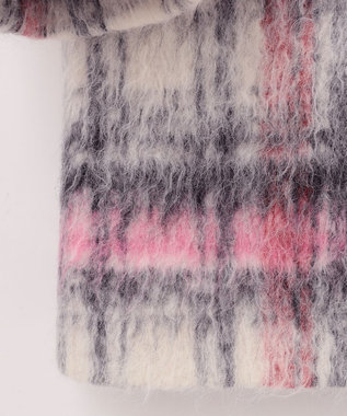 GRACE CONTINENTAL シャギーチェックピーコート ピンク