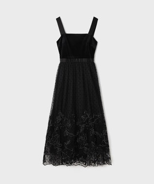 GRACE CONTINENTAL ドットフラワーembドレス ブラック