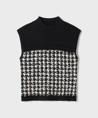 GRACE CONTINENTAL ツイードベアニットトップ ブラック