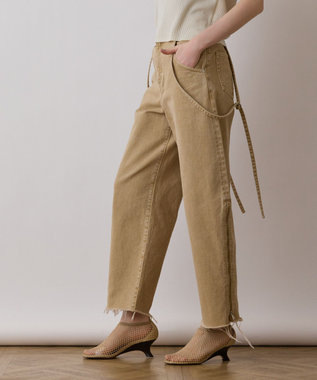 GRACE CONTINENTAL サス付zipデニムパンツ ベージュ