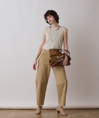 GRACE CONTINENTAL サス付zipデニムパンツ ベージュ