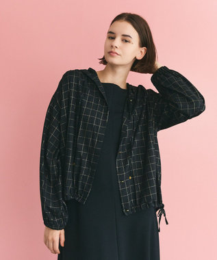 GRACE CONTINENTAL ラメチェックフーディー ブラック