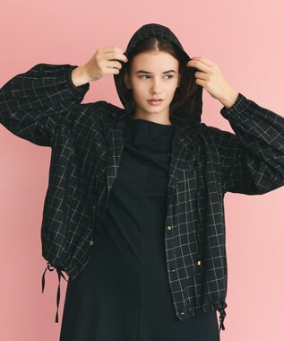 GRACE CONTINENTAL ラメチェックフーディー ブラック