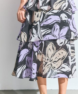 GRACE CONTINENTAL プリントレイヤードスカート ブラック