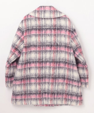 GRACE CONTINENTAL シャギーチェックピーコート ピンク