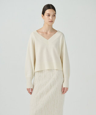 GRACE CONTINENTAL Vネックラムニットトップ ホワイト
