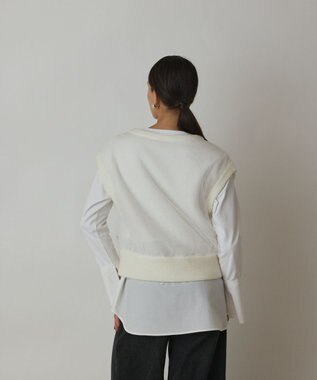 GRACE CONTINENTAL チュール刺繍ニットトップ ホワイト