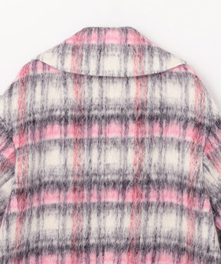 GRACE CONTINENTAL シャギーチェックピーコート ピンク