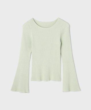 GRACE CONTINENTAL アイレットリブニットトップ グリーン